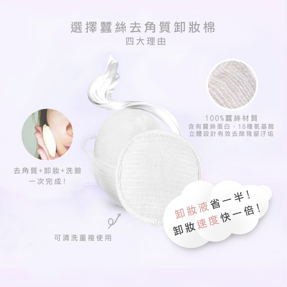 【K's凱恩絲】去角質專利有氧蠶絲卸妝棉-細型, , large
