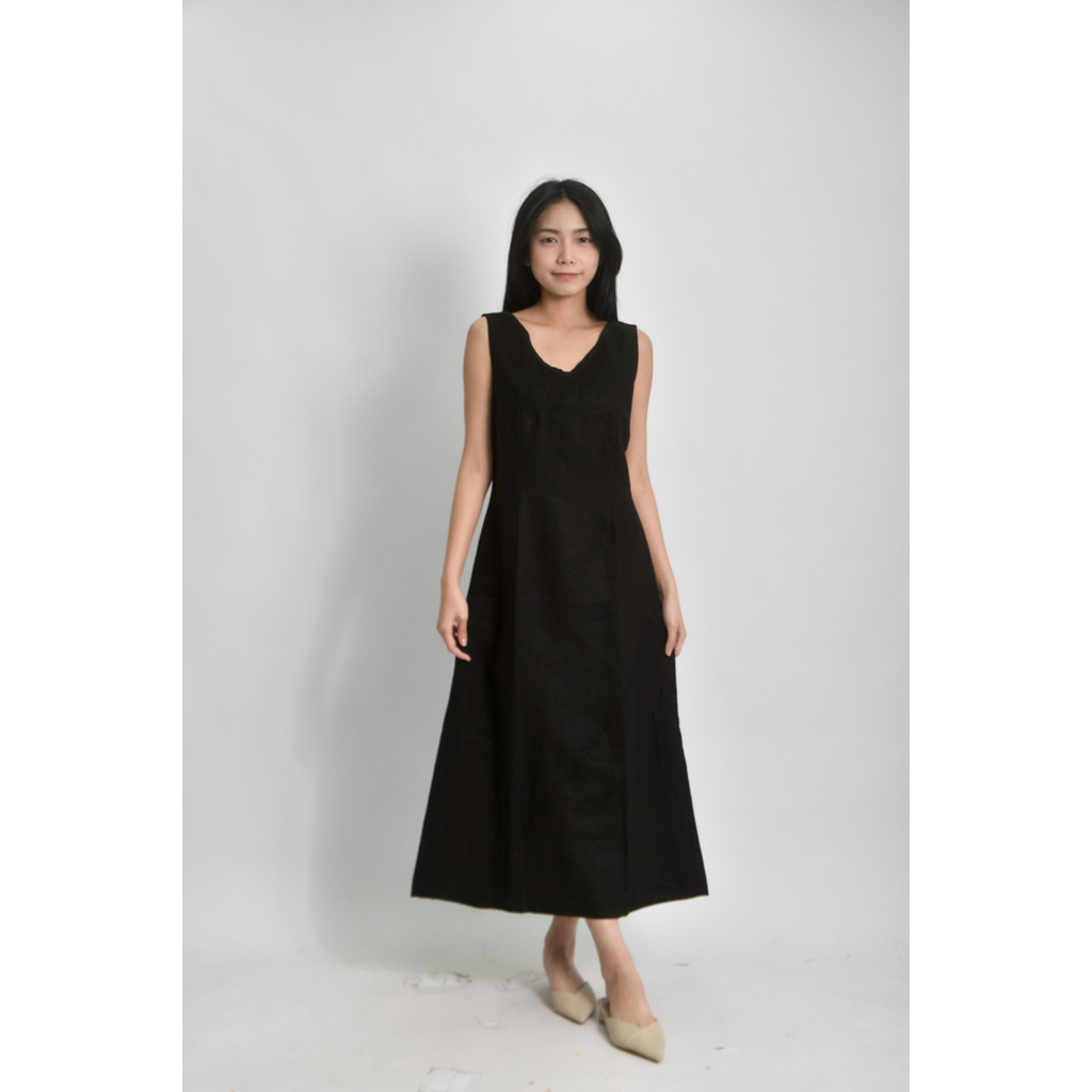 (S) laura ashley質感素面黑色洋裝二手衣, , large