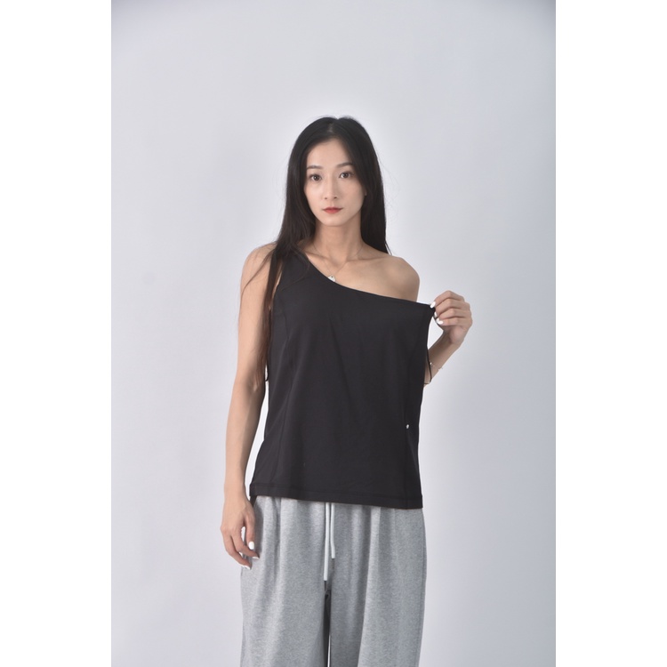 (S) lululemon運動質感單肩黑色上衣二手衣, , large