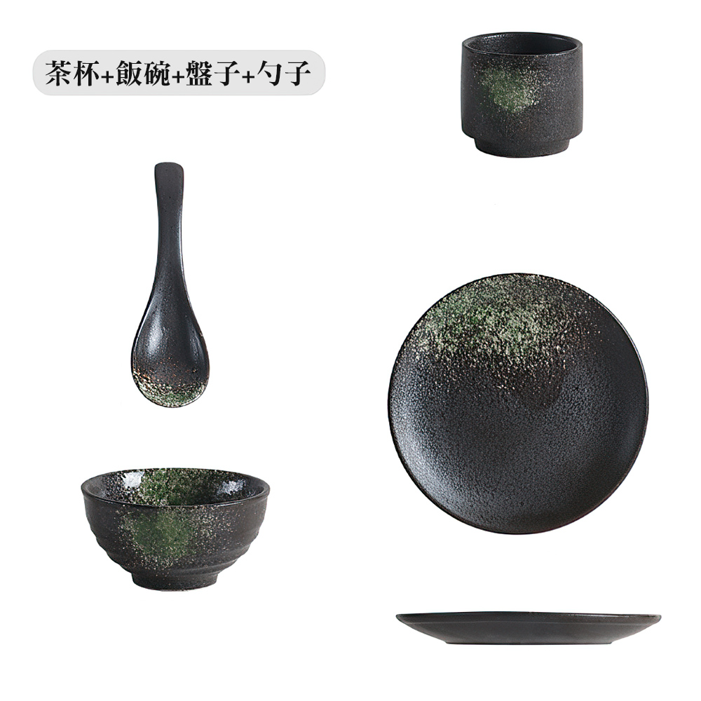 【上手家居】復古日式餐具 4件組 竹韻(陶瓷碗/飯碗/陶瓷餐具/小碗/圓盤/碗盤器皿/陶瓷盤子), , large