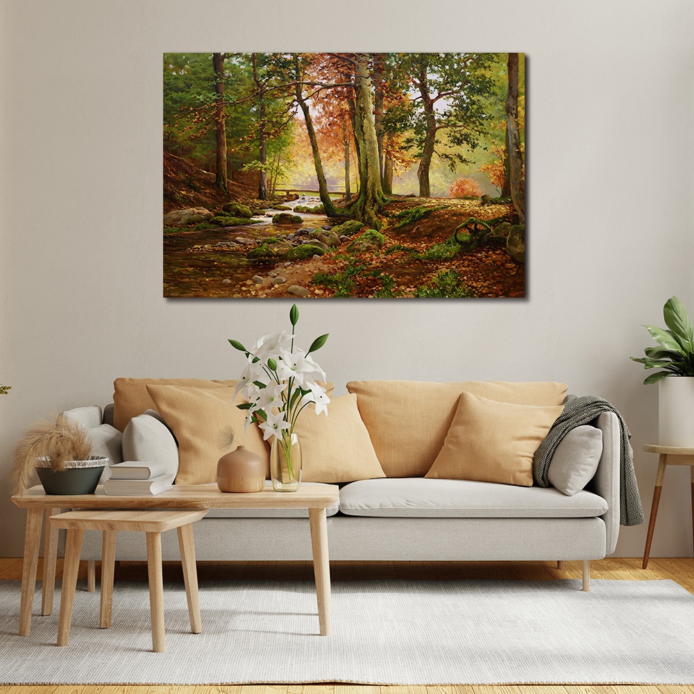 【御畫房】林中溪流 國家一級畫師手繪油畫60×90cm(VF-195), , large