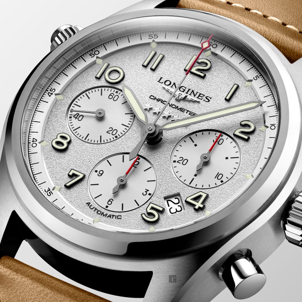 LONGINES浪琴 Spirit 先行者系列飛行員計時機械錶-銀X咖啡/42mm L38204732, , large