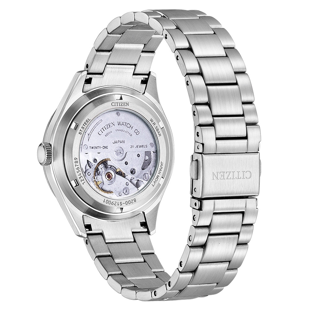 CITIZEN 星辰 C7 經典復刻日曆機械錶-銀x綠 NH8391-51X, , large