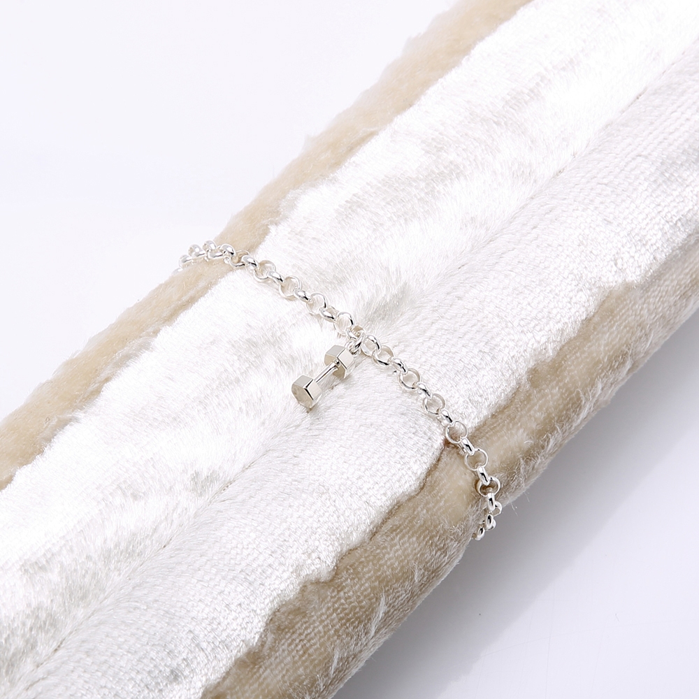 【Angel & Me】健身 啞鈴 運動 925 純銀 手鍊 腳鍊 生日 情人節 紀念日 禮物, , large