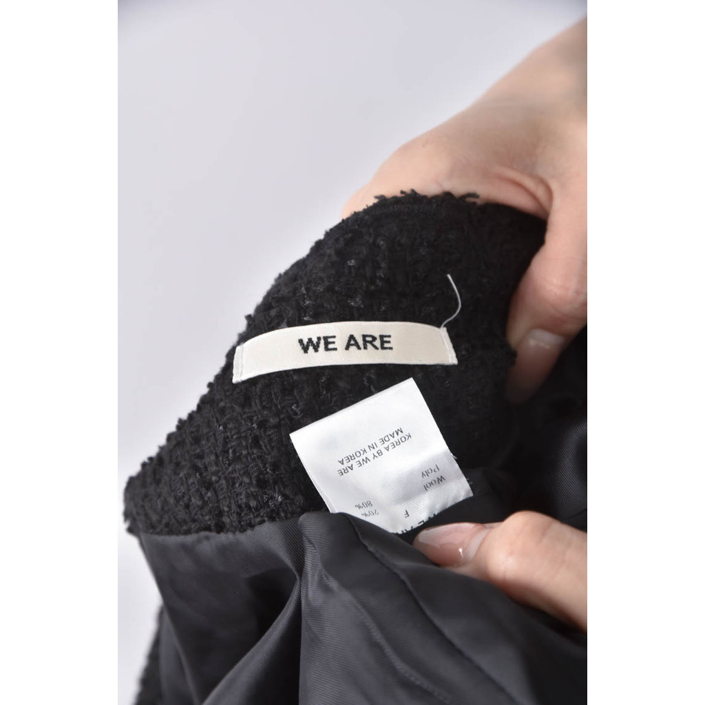 (S) we are小香風羊毛小香風黑色外套二手衣, , large