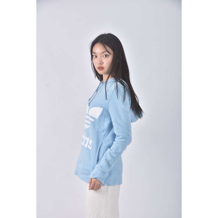 (S) adidas質感棉質連帽藍色長袖上衣二手衣, , large