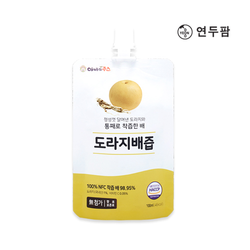 【韓國YEONDOOFARM妍杜農場】NFC 100% 水梨桔梗汁 10入/散裝 贈保溫(冷)便當手提袋-隨機不挑色, , large