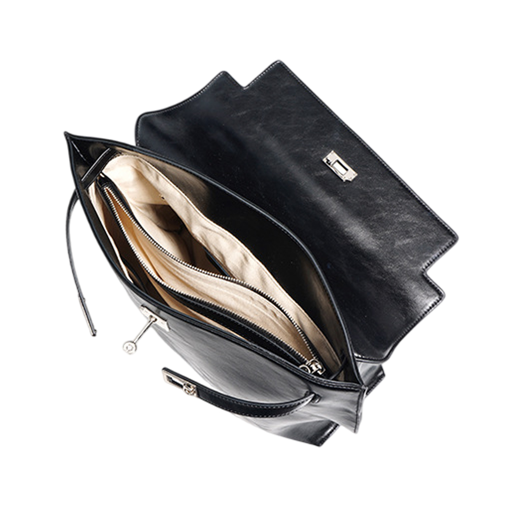 【ZENDAR】限量1折 頂級小牛皮手提包肩背包後背包 維多利亞系列 全新專櫃展示品(金剛黑), , large