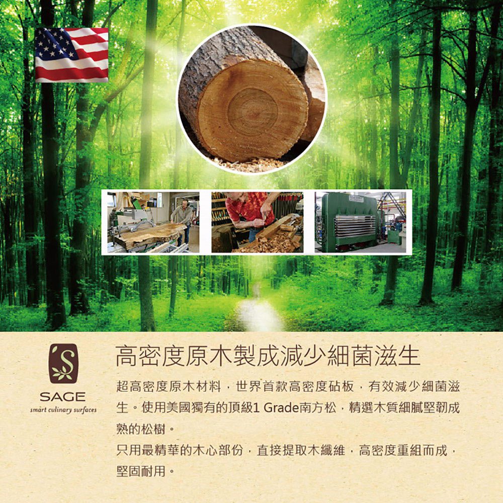 [SAGE] American original imported antibacterial wood cutting board 28X38cm+15X20cm (practical type) 2 sets , , large