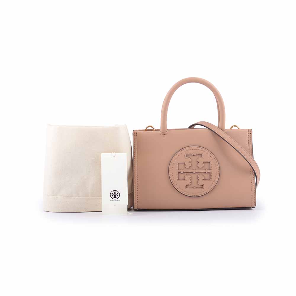 Tory Burch Ella 圓形標誌牛皮迷你二用托特包/藕粉色, , large