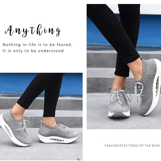 HANG TEN專利足弓氣墊鞋 女鞋 休閒鞋 保庇天后 王彩樺代言 針織 彈力 美腿 水鑽 透氣 排濕 減壓鞋墊 銀灰, , large