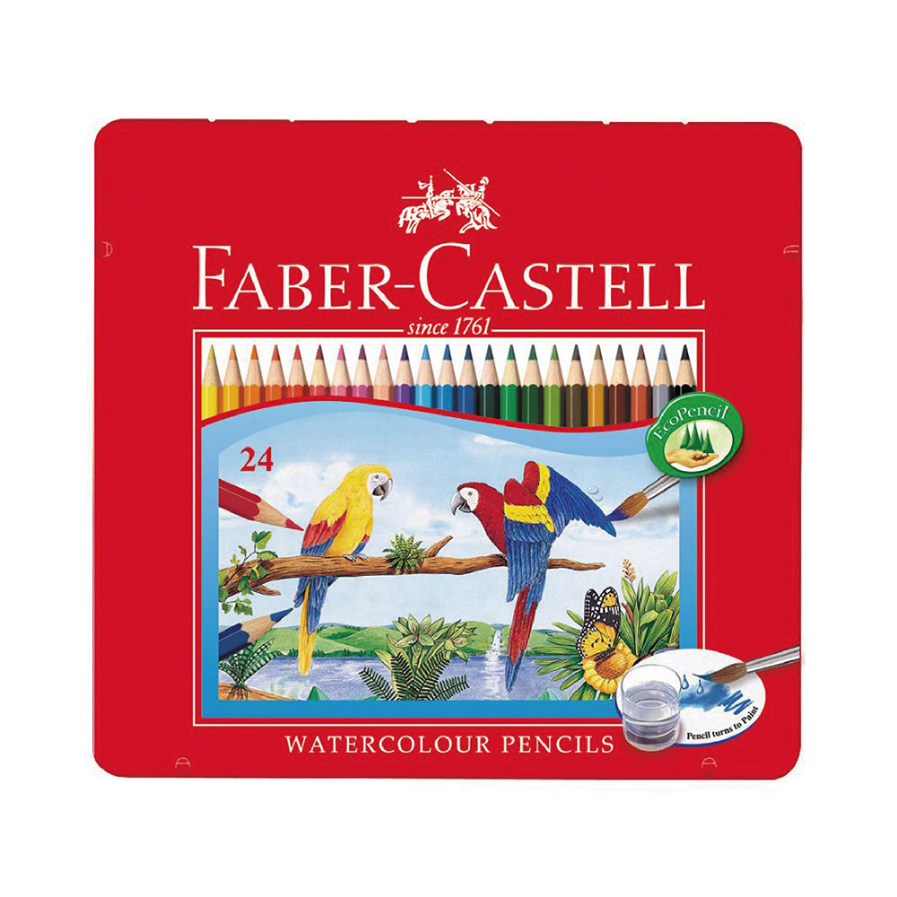【Faber-Castell】輝柏  水彩色鉛筆 附水彩筆 鐵盒 24色 /盒 115925, , large