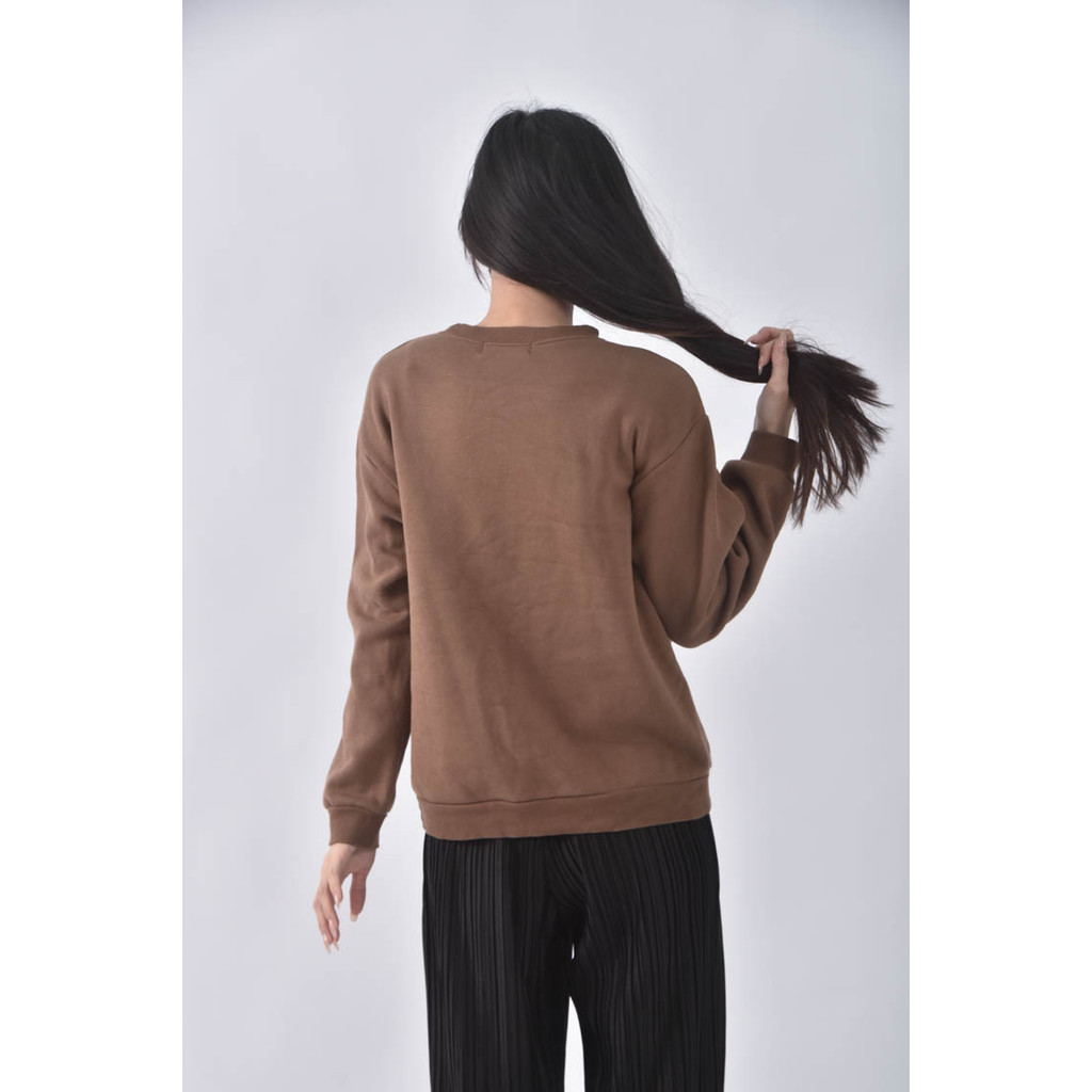 (L) black diamond韓牌質感圓領棕色長袖上衣二手衣, , large