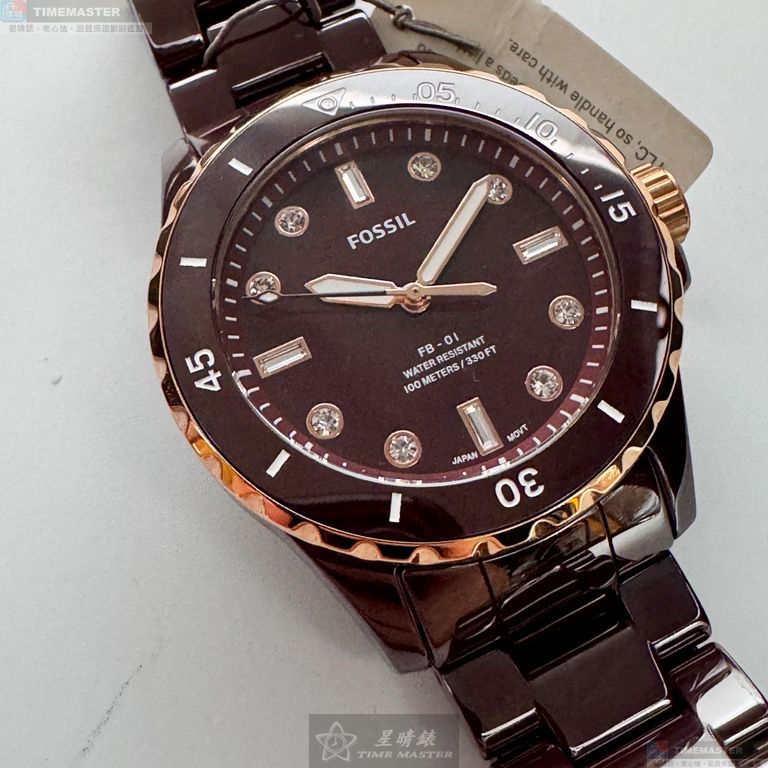 [星晴錶業]FOSSIL手錶,36mm,FS00134桃紅色錶面桃紅色錶殼桃紅色陶瓷錶帶款, , large
