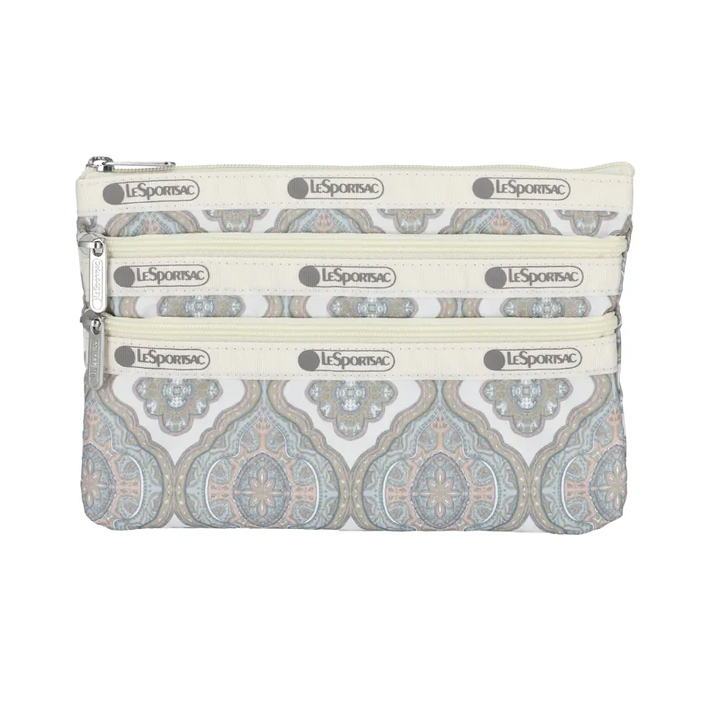 |快速出貨|Lesportsac 3-zip Cosmetic 三層拉鍊化妝包/ 大馬士革窗花, , large