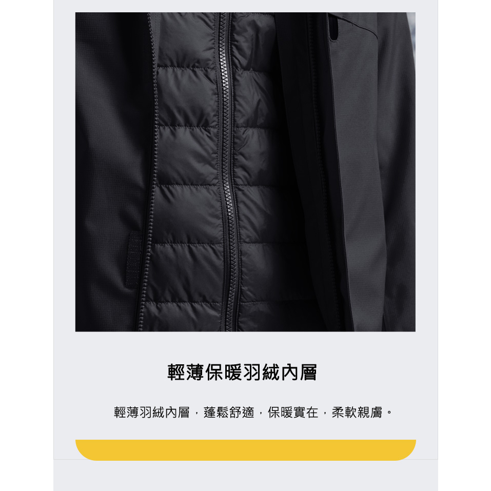 TECTOP探拓戶外12145119男款羽絨兩件式外套～90/10白鴨絨 防風防水保暖三合一衝鋒外套, , large
