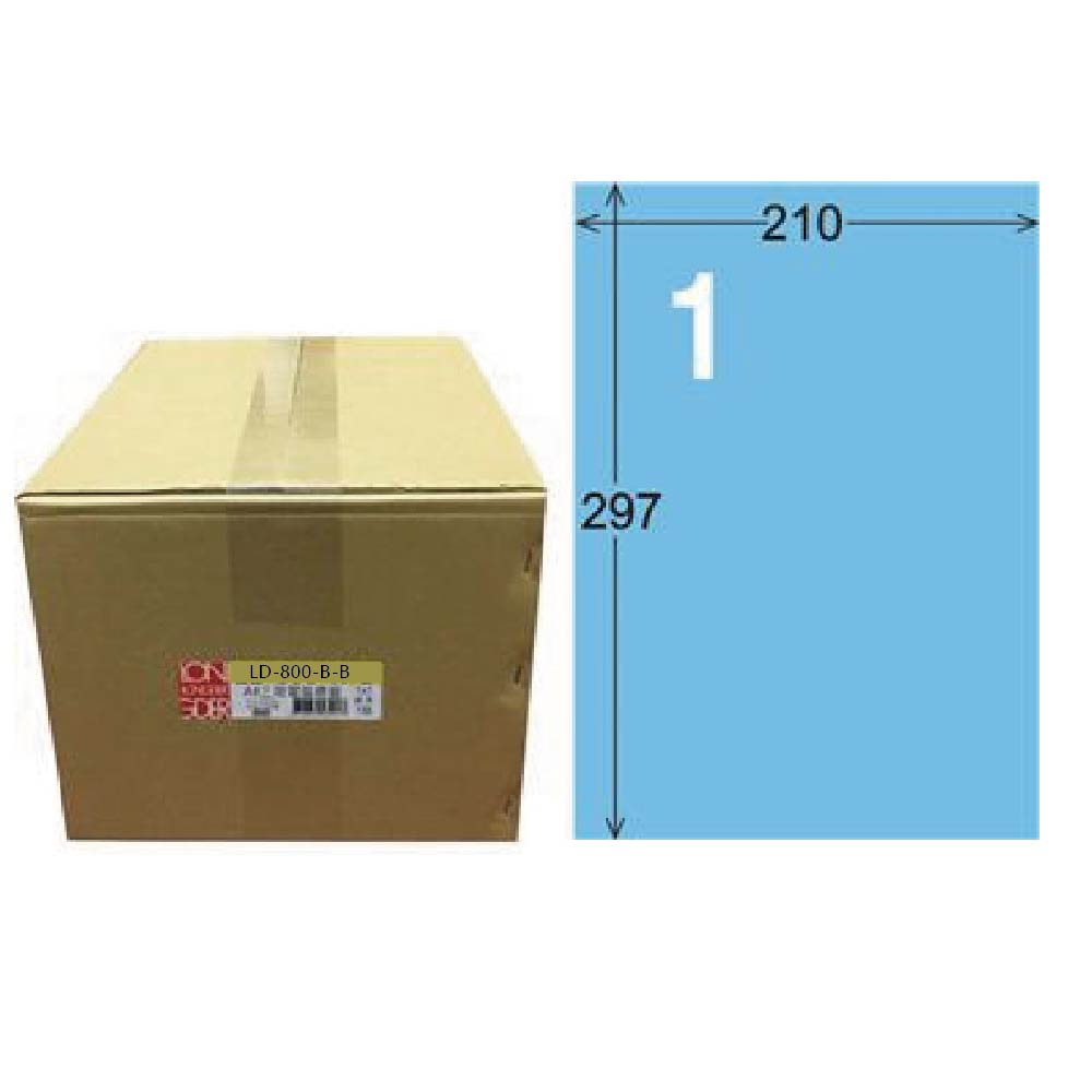 【龍德】LONGDER 三用電腦標籤 A4 1格 210x297mm 淺藍 1000張/箱 LD-800-B-B(適用雷射、噴墨、影印)