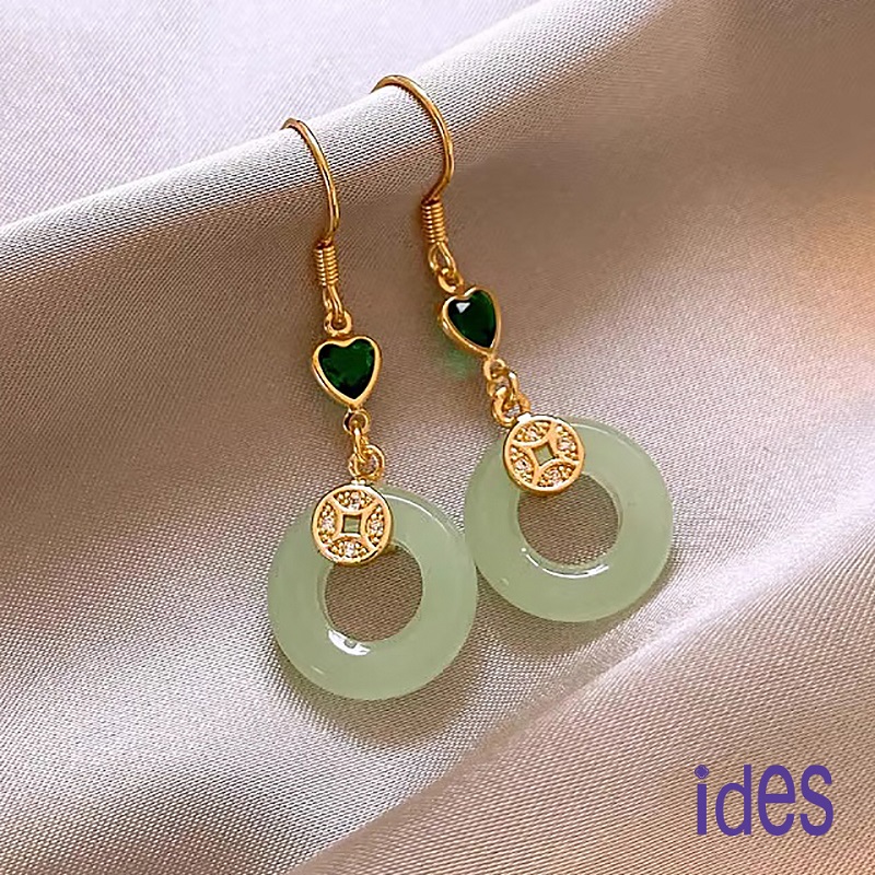 [ides愛蒂思] 輕珠寶東方系列玉髓耳環/錢幣平安扣, , large