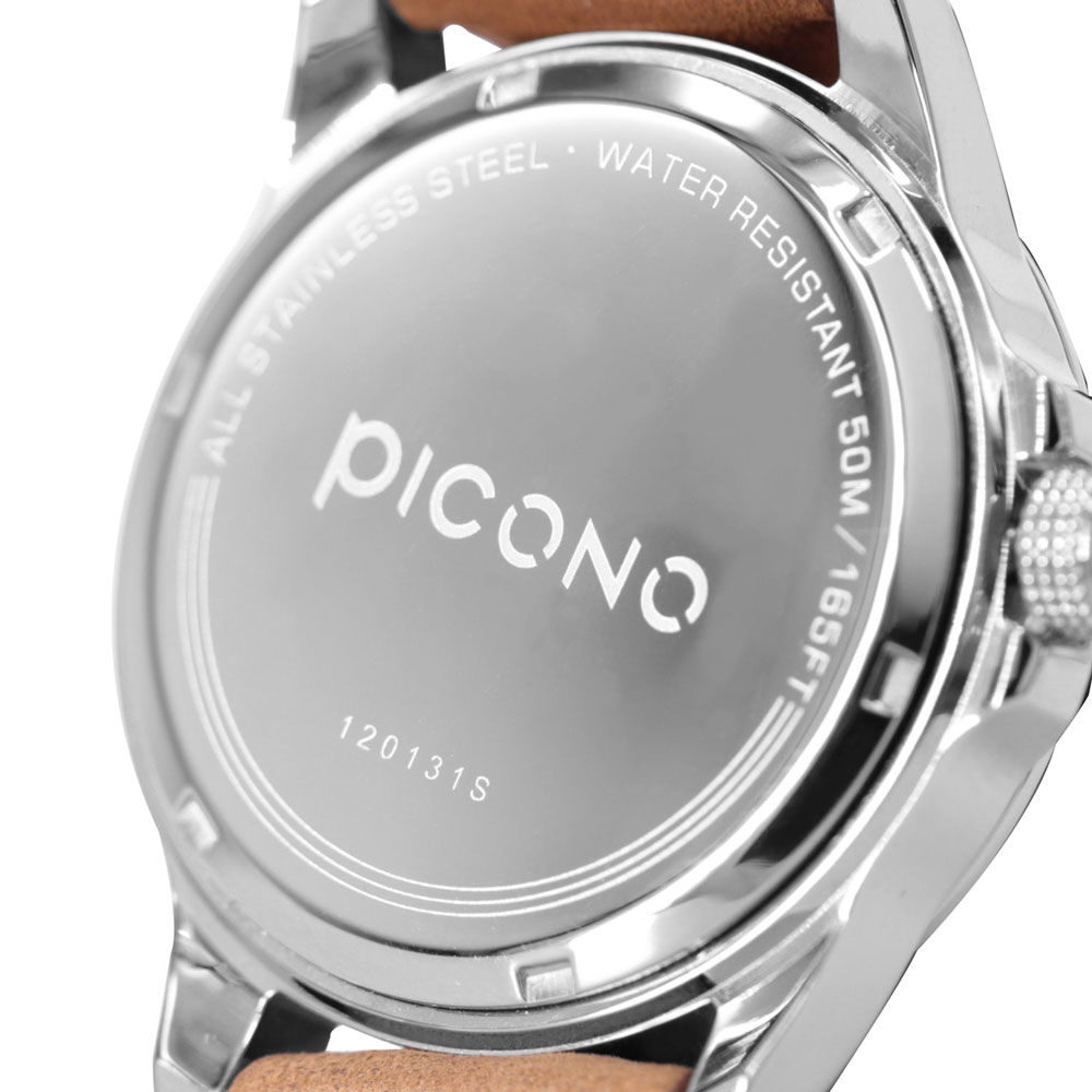 【PICONO】SPIRAL Collection Minimalist dial brown leather strap watch-Blue / SP-12002, , large