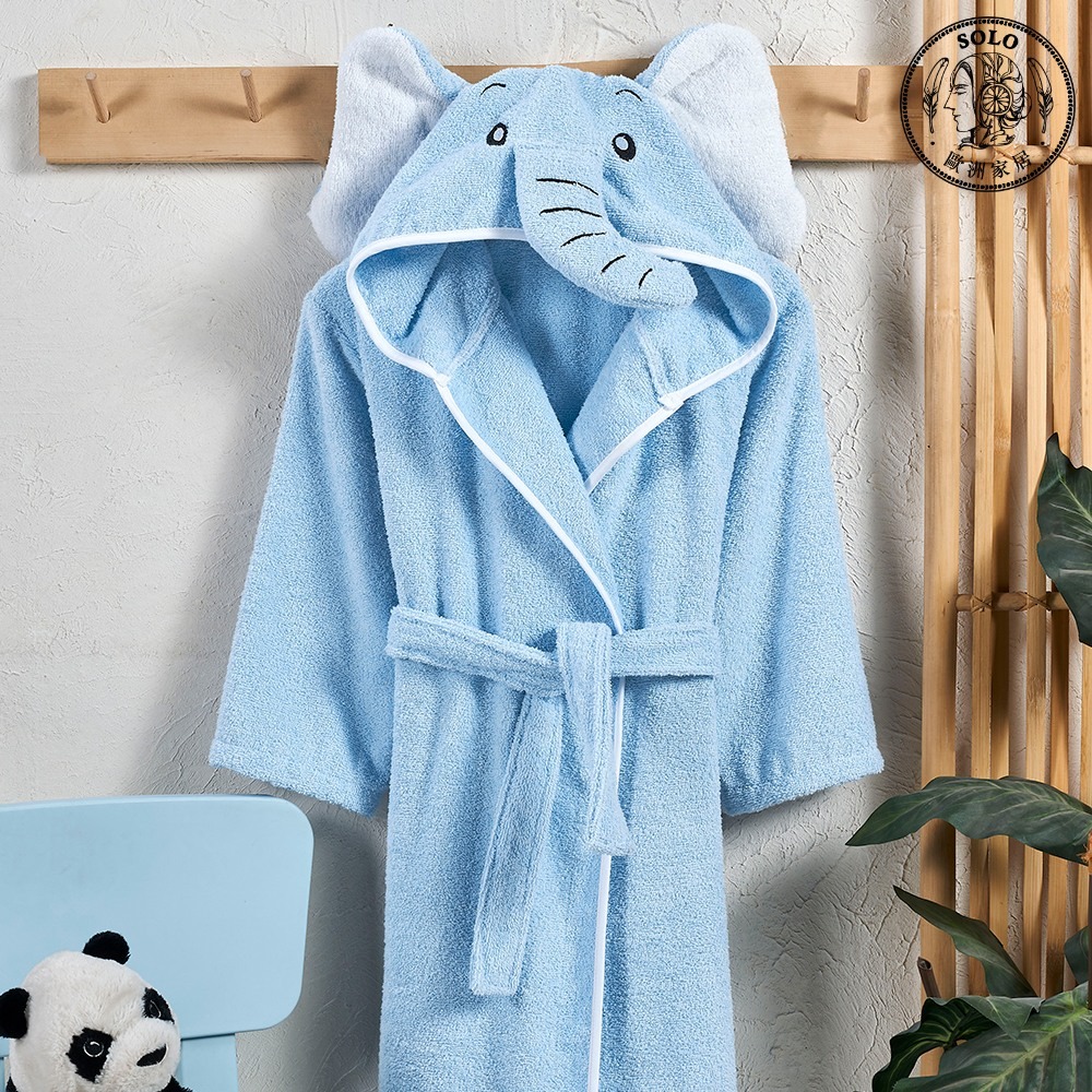 【Solo Vintage】Bathrobe Elephant Blue Kid