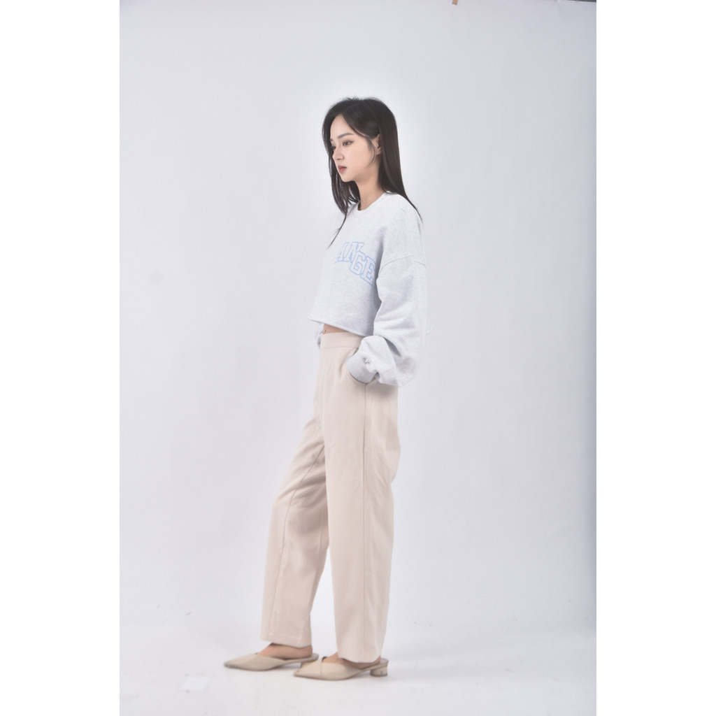 (2XL) 高腰質感西裝杏色長褲二手衣, , large