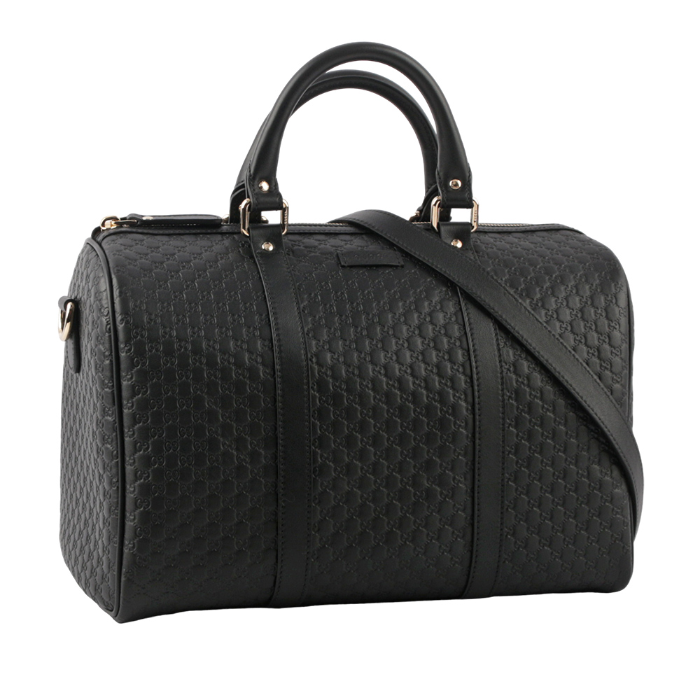 GUCCI Guccissima 牛皮壓紋手提/斜背二用波士頓包/黑色, , large