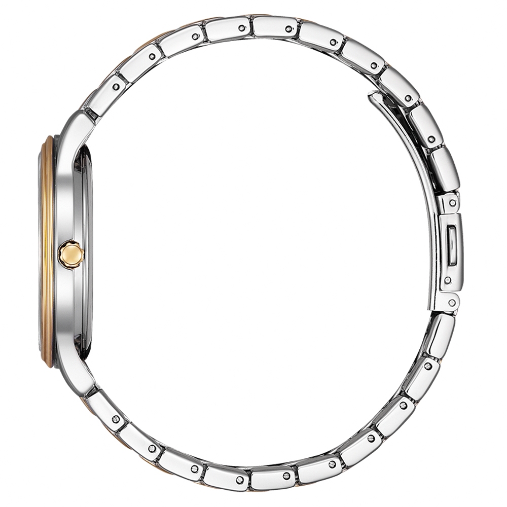 CITIZEN 星辰 光動能大三針時尚女錶 送禮-銀x玫瑰金/34mm EM0416-78A, , large