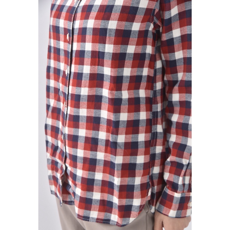 (S) uniqlo質感棉質純棉格紋紅色長袖上衣二手衣, , large