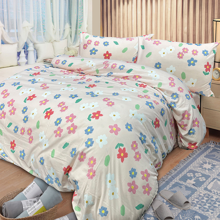 【多利寶寢具】INDIAN_雪紡棉單人床包被套組-百花齊放, , large
