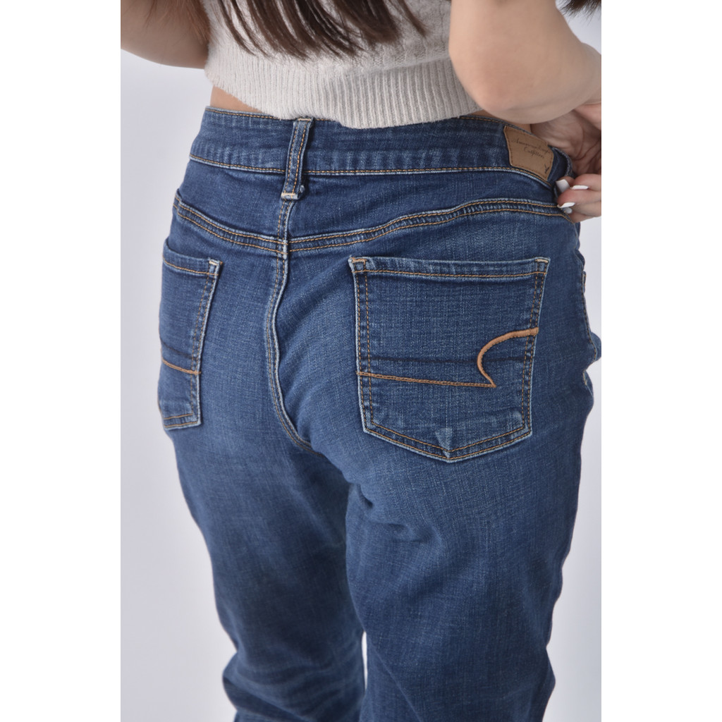 (2XL) super stretch丹寧牛仔質感棉質仿舊藍色長褲二手衣, , large