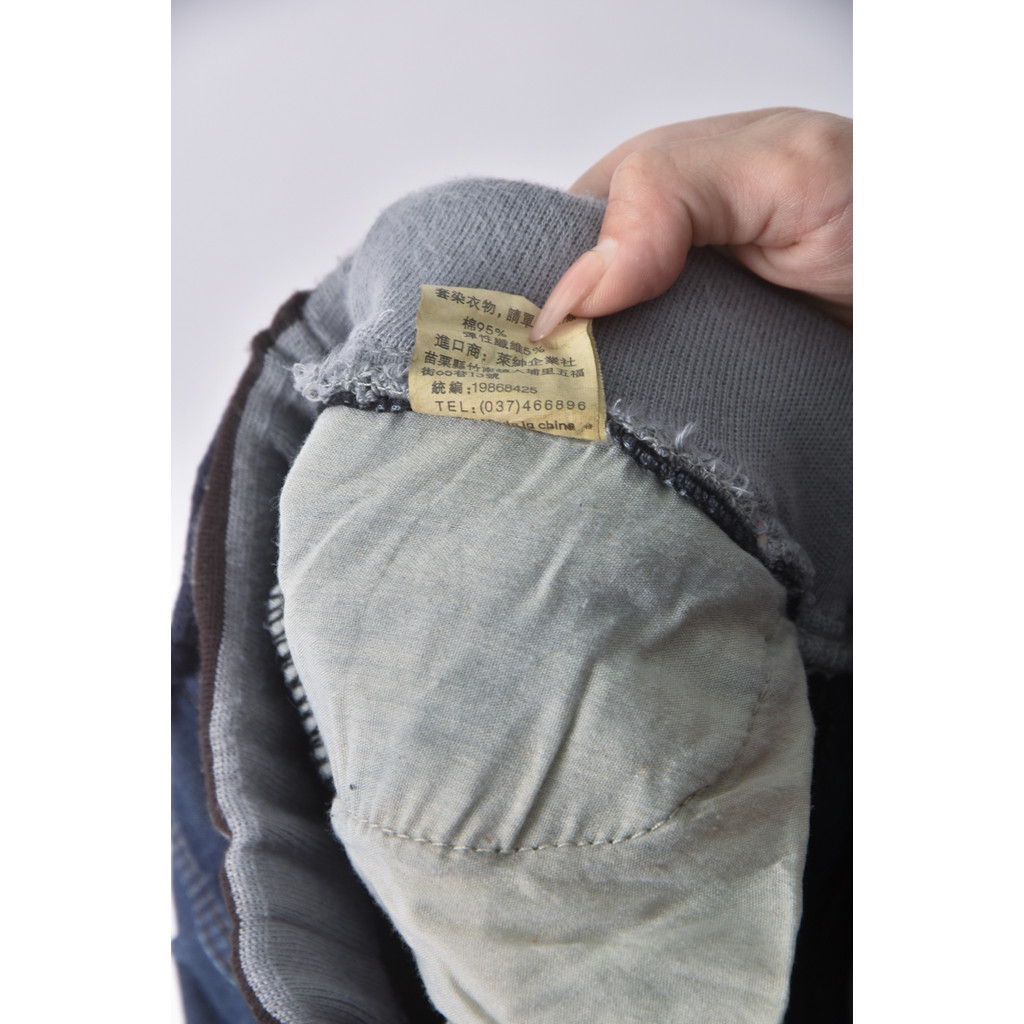 (M) 丹寧牛仔棉質豹紋藍色長褲二手衣, , large