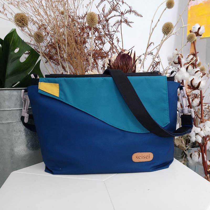 Eco-friendly Crossbody bag & tote bag Two-in-one, Reversible yoyo bag (Cerulean), , large