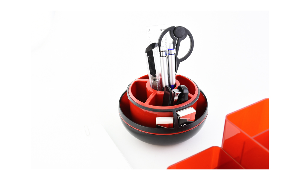 【O-Life】Round Rotating Storage Box - Black and White, , large