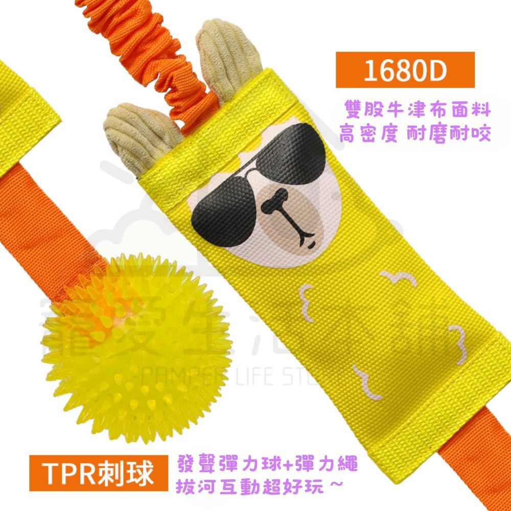 【寵愛生活本舖】酷酷熊彈力球拔河發聲玩具 寵物玩具 狗狗玩具 啃咬玩具, , large