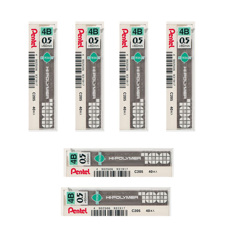 Pentel 自動鉛筆芯4B*6入WPC205-4B6, , large