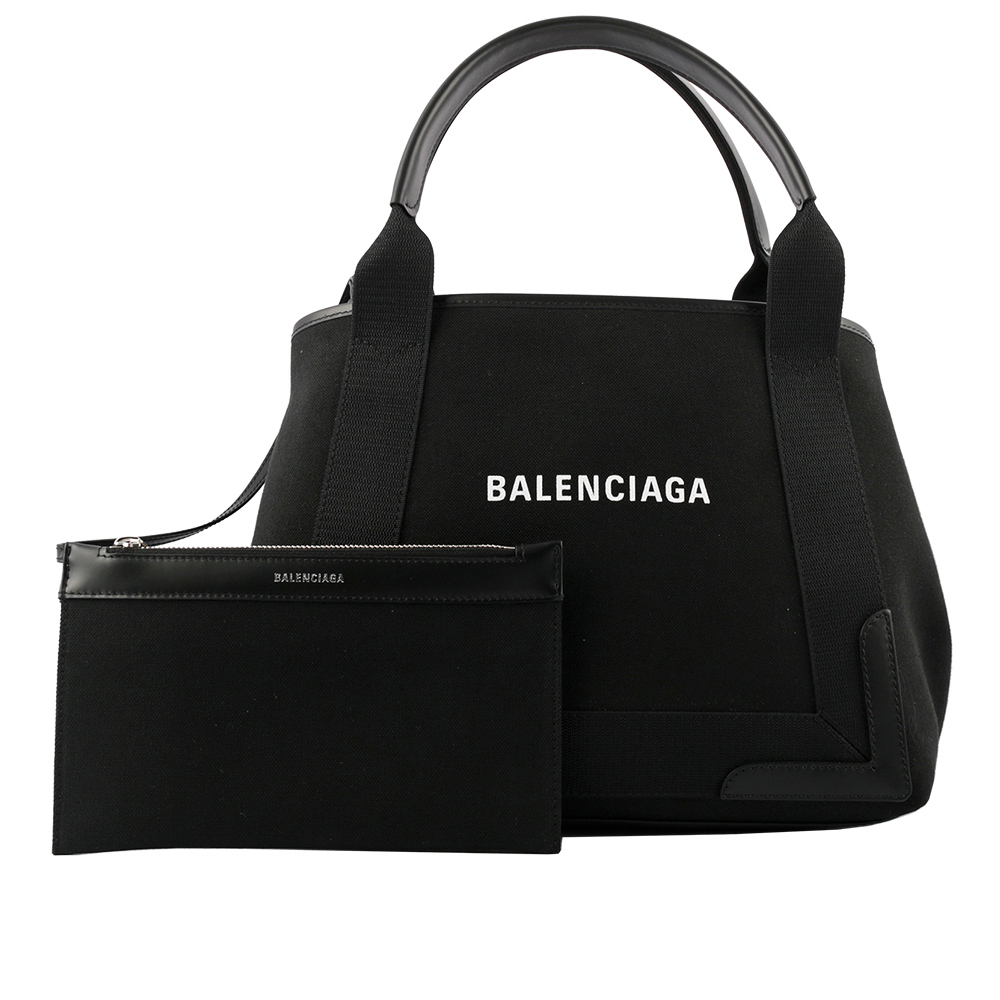 BALENCIAGA NAVY CABAS 帆布手提包/子母包/黑色/S, , large