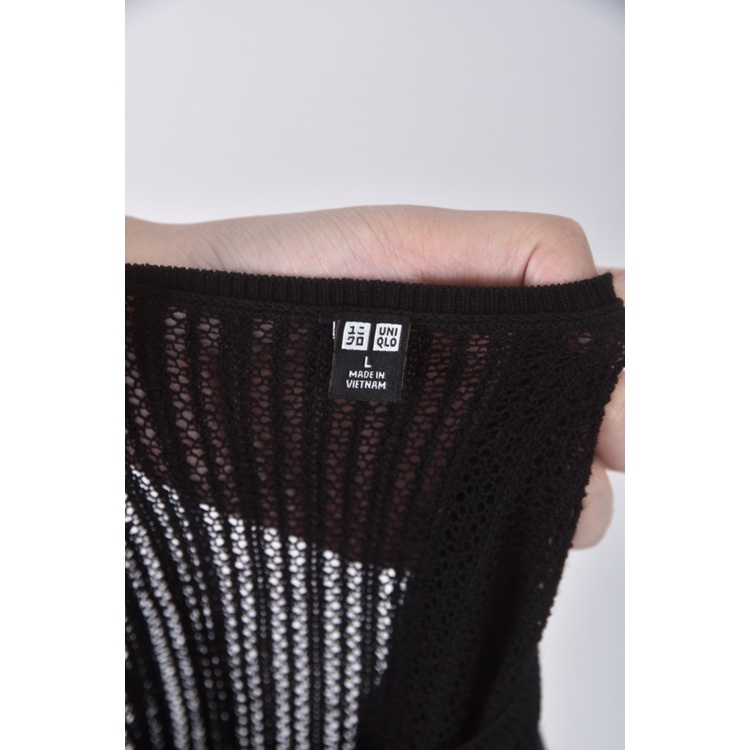 (L) uniqlo質感羊毛黑色長袖上衣二手衣, , large
