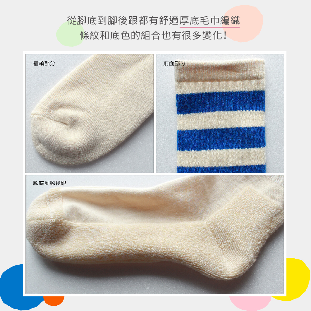 【M&M 日本製】CS12 厚底毛巾藍色條紋襪 男女通用, , large