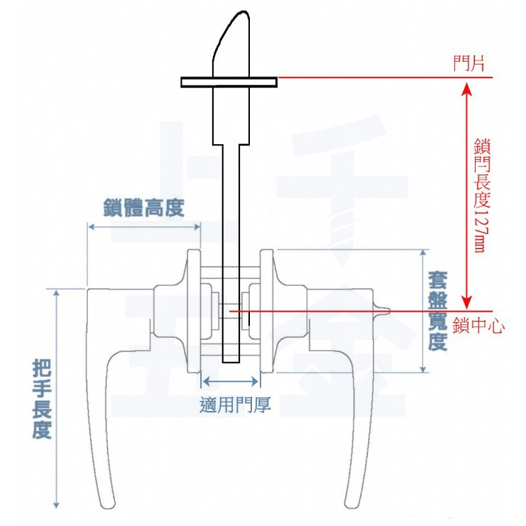 水平鎖 加安牌 台灣製 磨砂銀色 LHX207B 自動解閂  裝置距離127mm 房間鎖 門鎖, , large