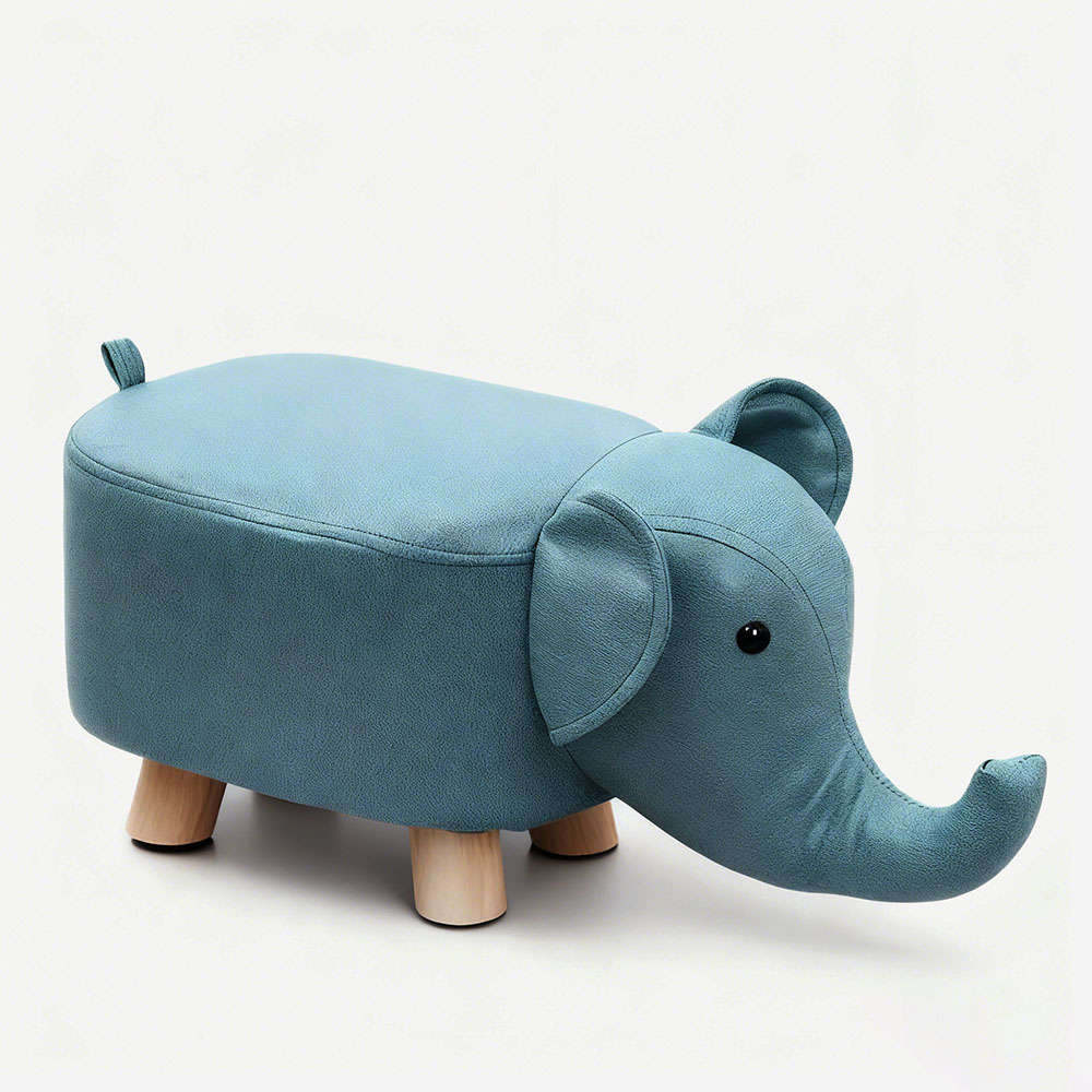 Creative animal-shaped solid wood children's stool, elephant, green