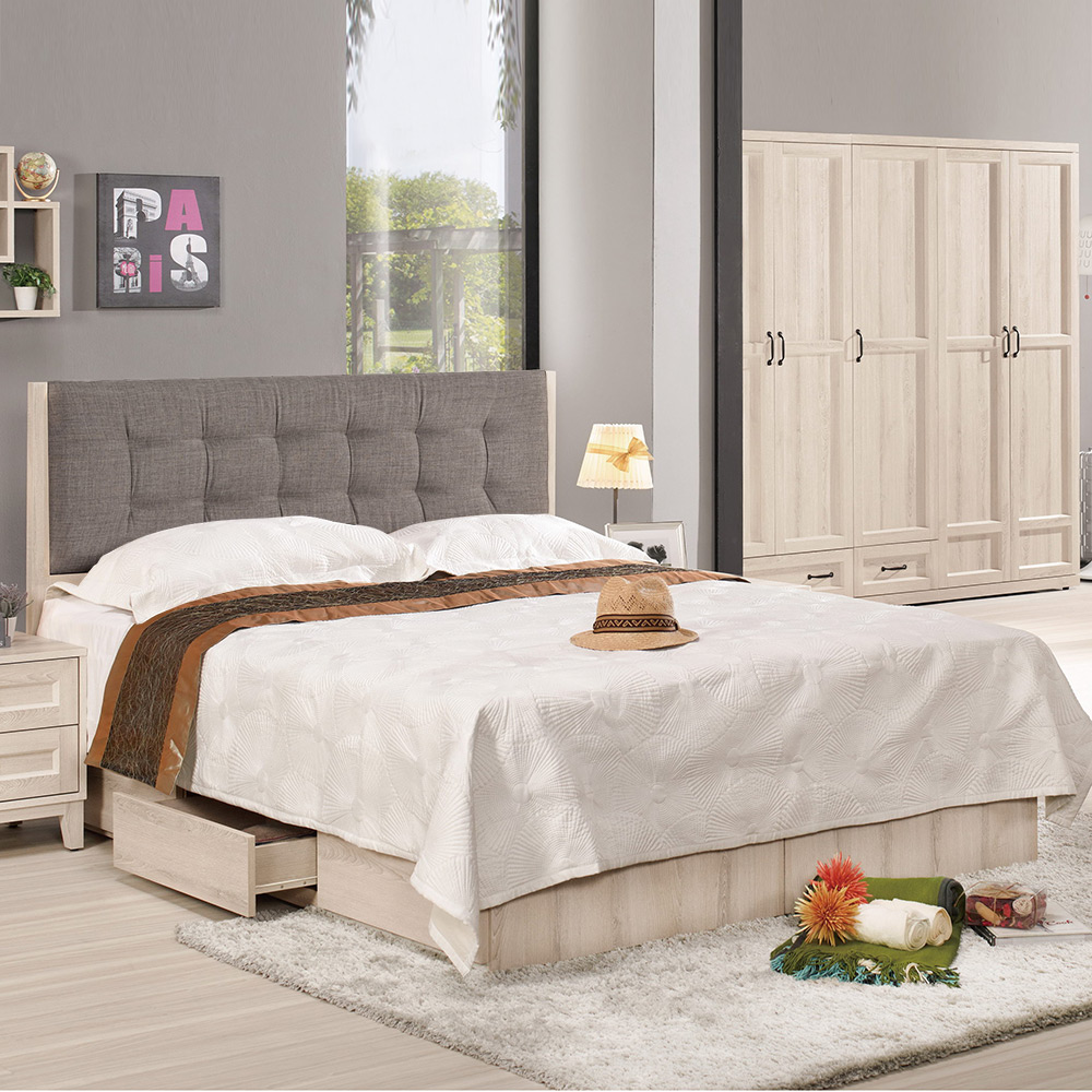 【Homelike】喜家居雙人加大6尺附抽屜床組(24035), , large