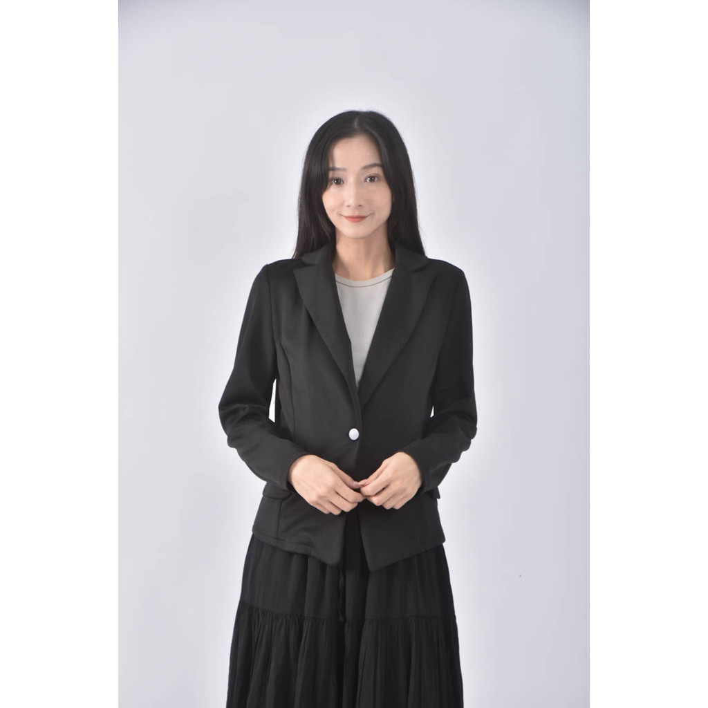 (S) soun sone西裝排扣黑色外套二手衣, , large