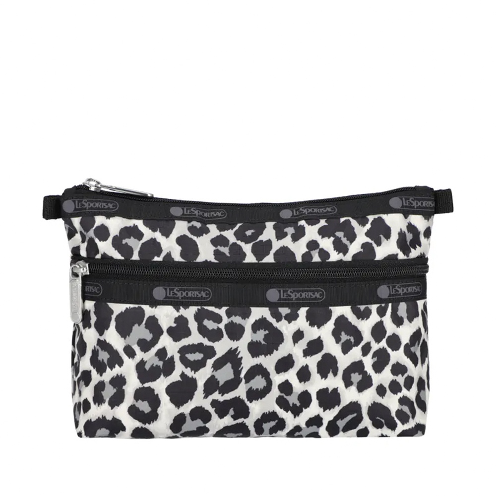 |快速出貨|Lesportsac Cosmetic Clutch 雙層拉鍊收納化妝包 送禮-柔影豹紋, , large