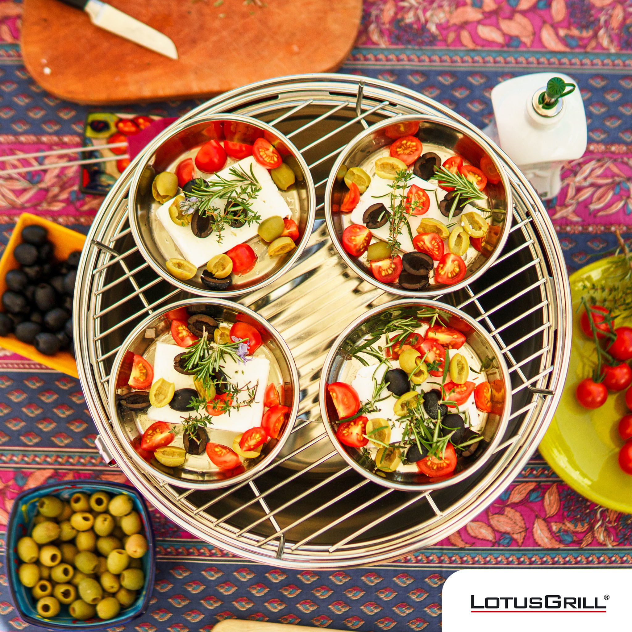 【LotusGrill】THE SMOKELESS GRILLING SET OF 7PCS (G340 PAN SET+GLASSHOOD) , 科技灰, large
