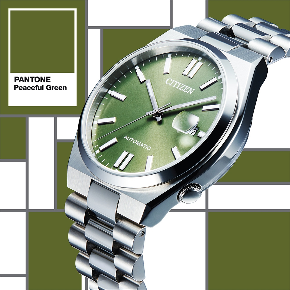 CITIZEN 星辰 X PANTONE Nowstalgia亞洲限定沉穩綠經典機械錶 NJ0158-89Z, , large
