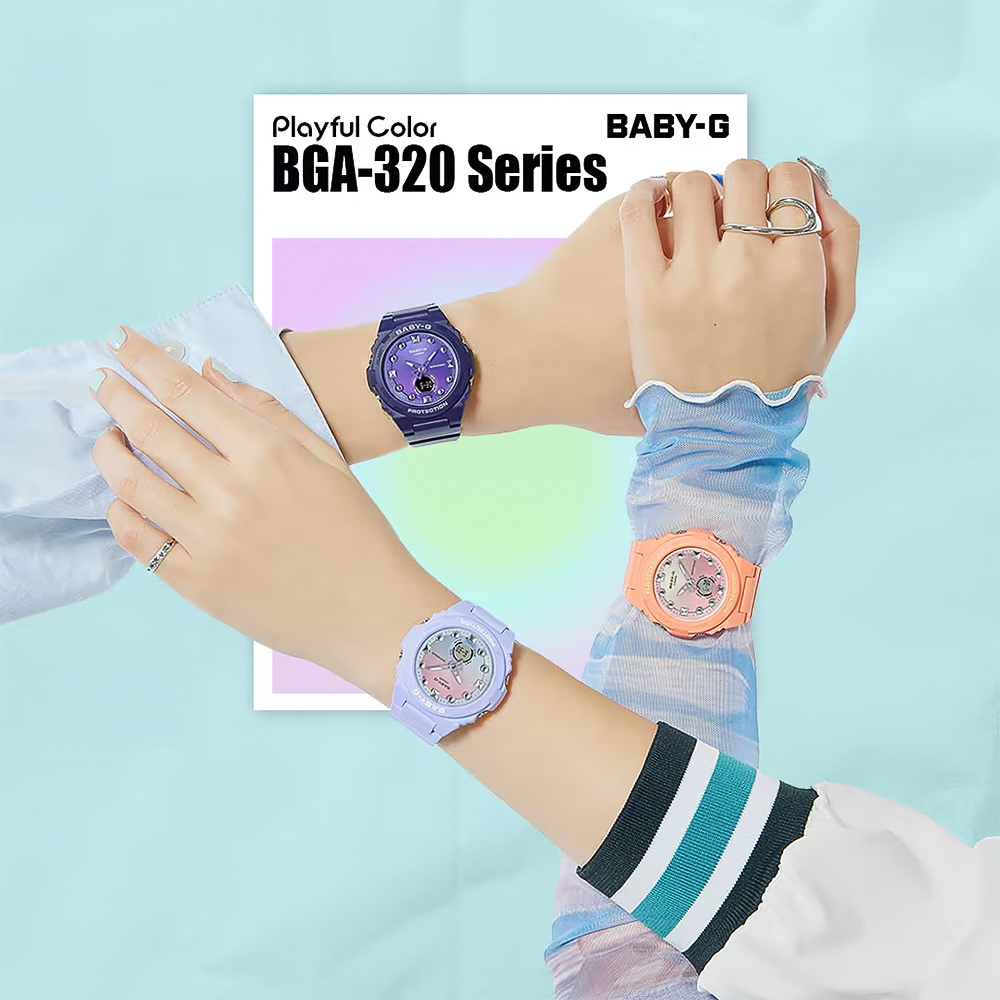 CASIO 卡西歐 BABY-G 冬日漸層女錶 手錶 BGA-320-2A1, , large