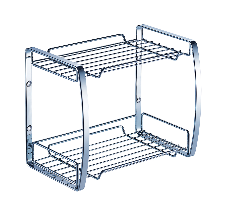 Stainless steel double-layer storage rack, , large
