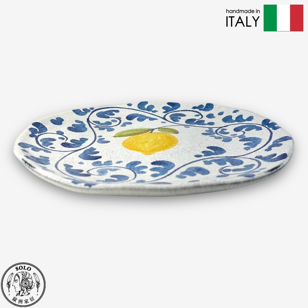 【SOLO歐洲家居】Modigliani 義大利製手工陶 27cm 大盤 圓盤 餐盤 AM阿瑪菲海岸的檸檬樹系列, , large