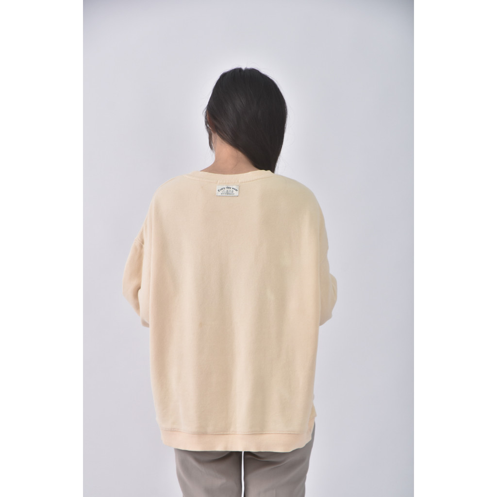 (L) fifty percent棉質落肩杏色長袖上衣二手衣, , large