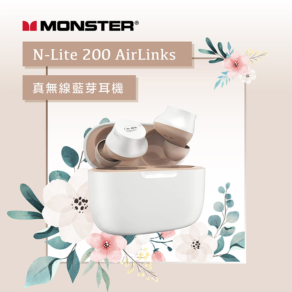 [杰鼎奧拉] Monster魔聲｜N-Lite 200 AirLinks 真無線藍牙耳機-天使白, , large